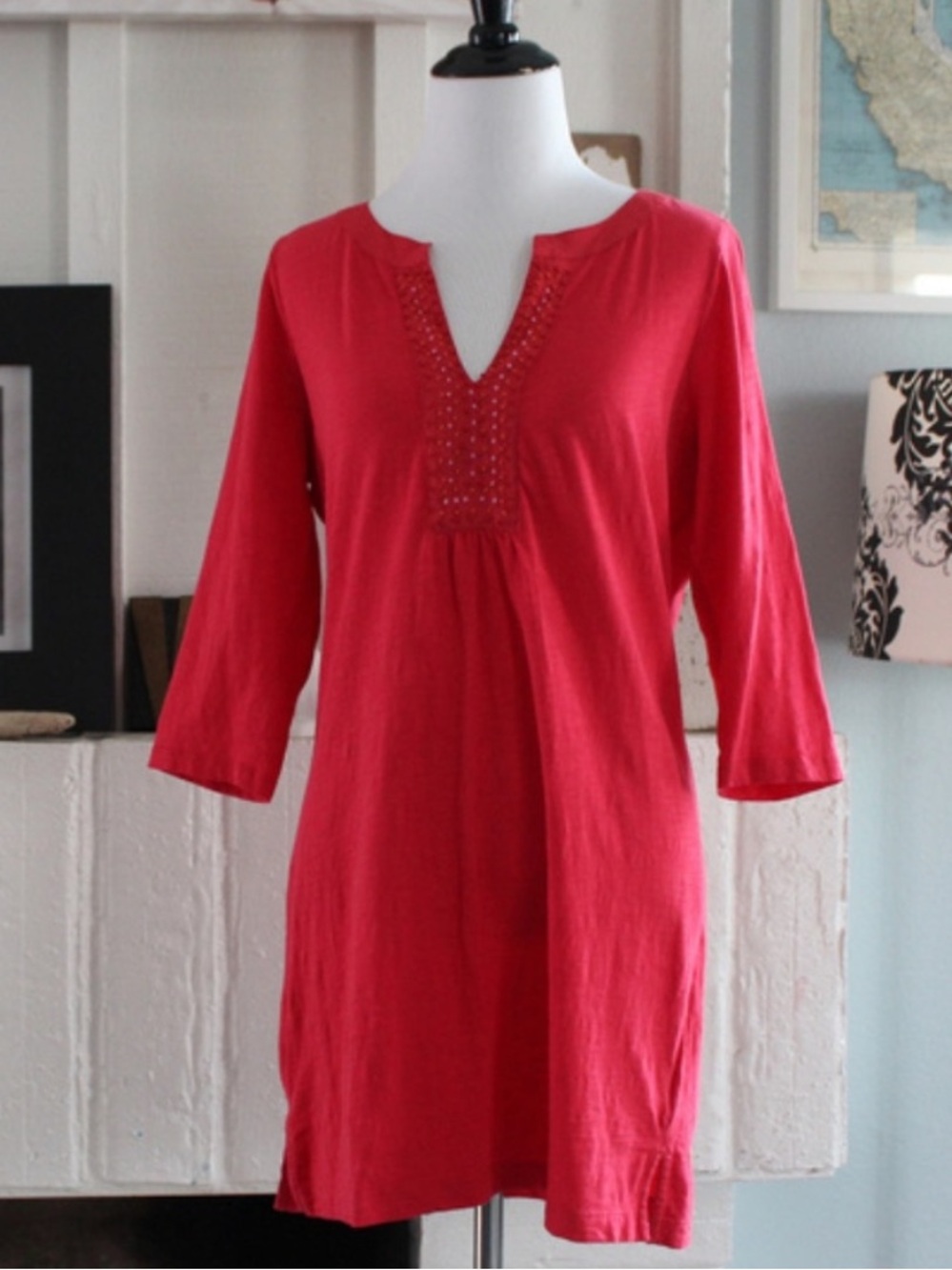 Boden Embroidered 3/4 Sleeve Tunic Top 10